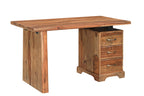 54" Brown Live Edge Solid Wood Writing Desk With Three Drawers