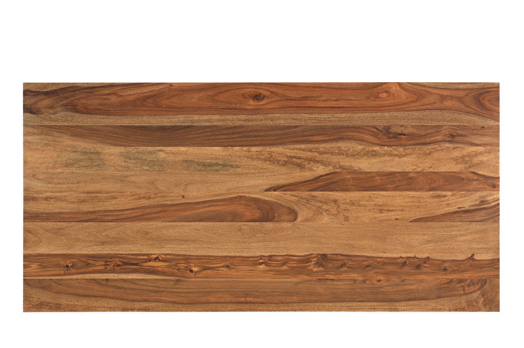 54" Brown Live Edge Solid Wood Writing Desk With Three Drawers