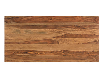 54" Brown Live Edge Solid Wood Writing Desk With Three Drawers