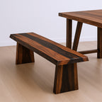 75" Brown Solid Wood Live Edge Dining Bench