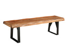 68" Brown and Black Solid Wood And Metal Live Edge Dining Bench