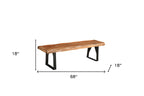 68" Brown and Black Solid Wood And Metal Live Edge Dining Bench