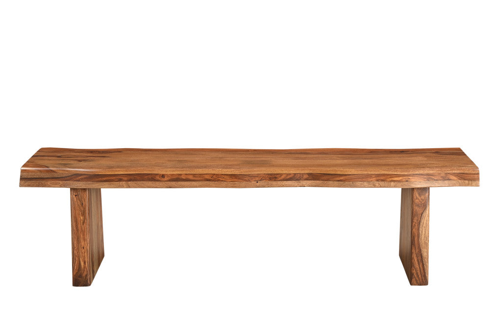 68" Brown Solid Wood Live Edge Dining Bench