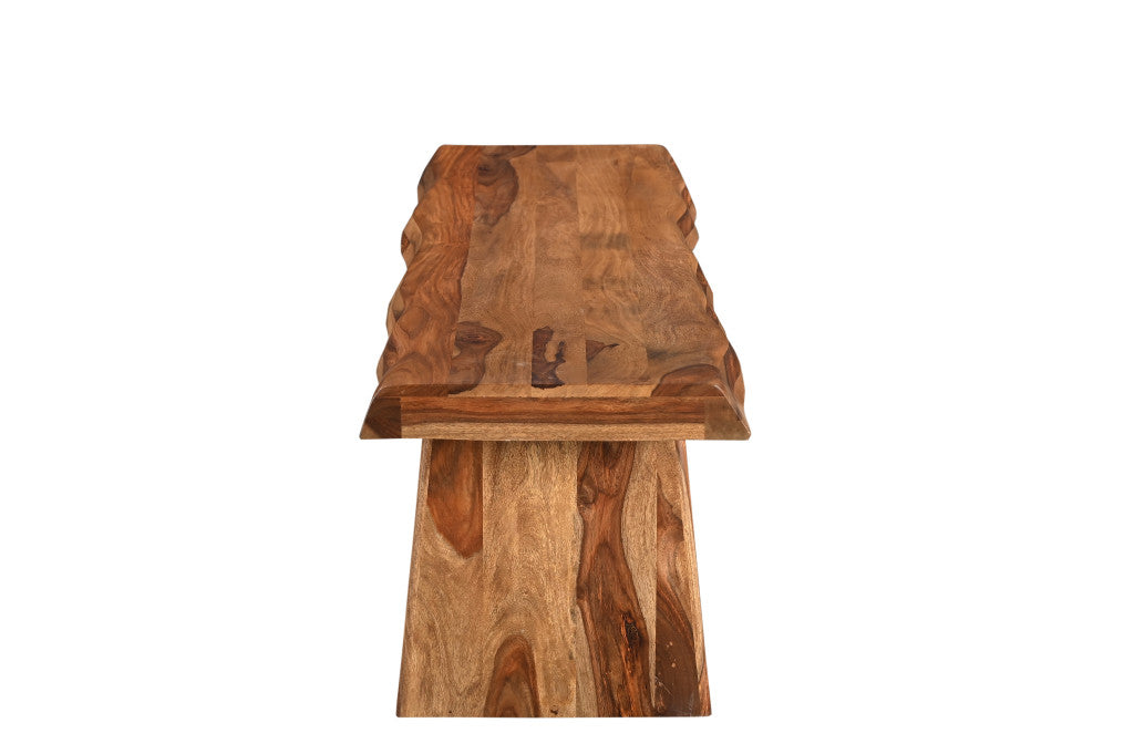 68" Brown Solid Wood Live Edge Dining Bench