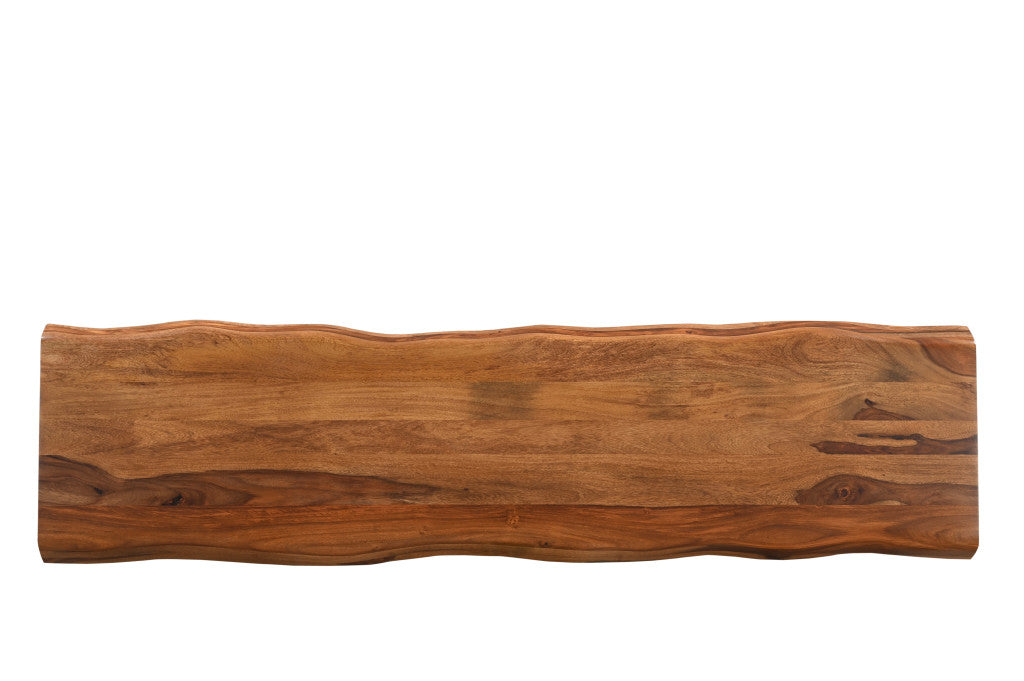 68" Brown Solid Wood Live Edge Dining Bench