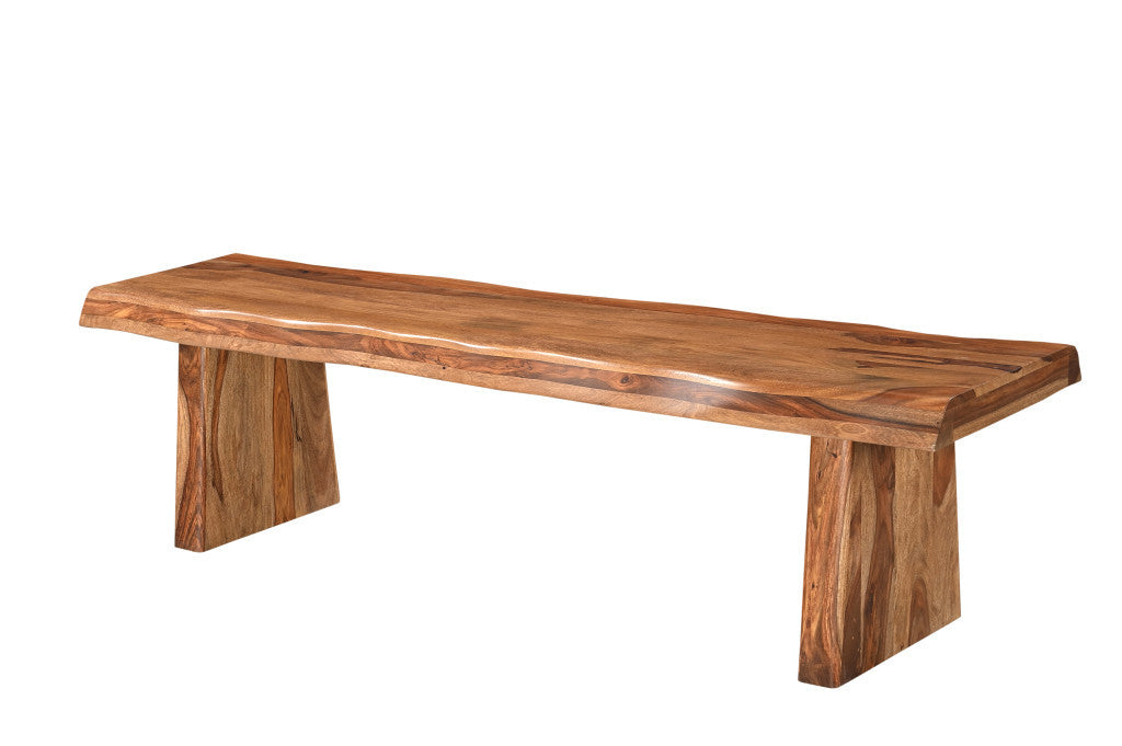 68" Brown Solid Wood Live Edge Dining Bench