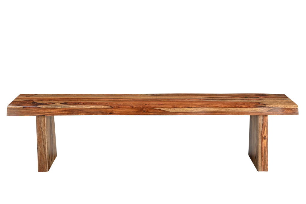 75" Brown Solid Wood Live Edge Dining Bench