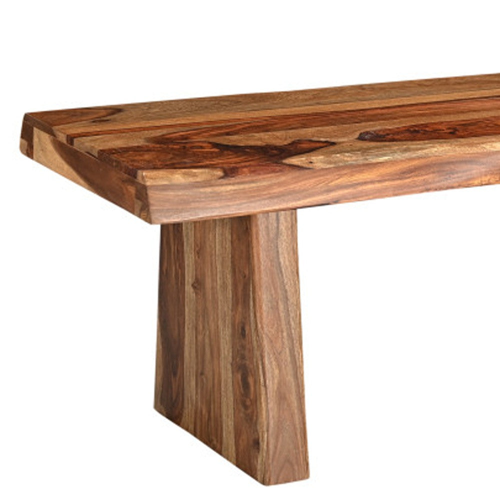 75" Brown Solid Wood Live Edge Dining Bench