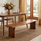 60" Brown Solid Wood Live Edge Dining Bench