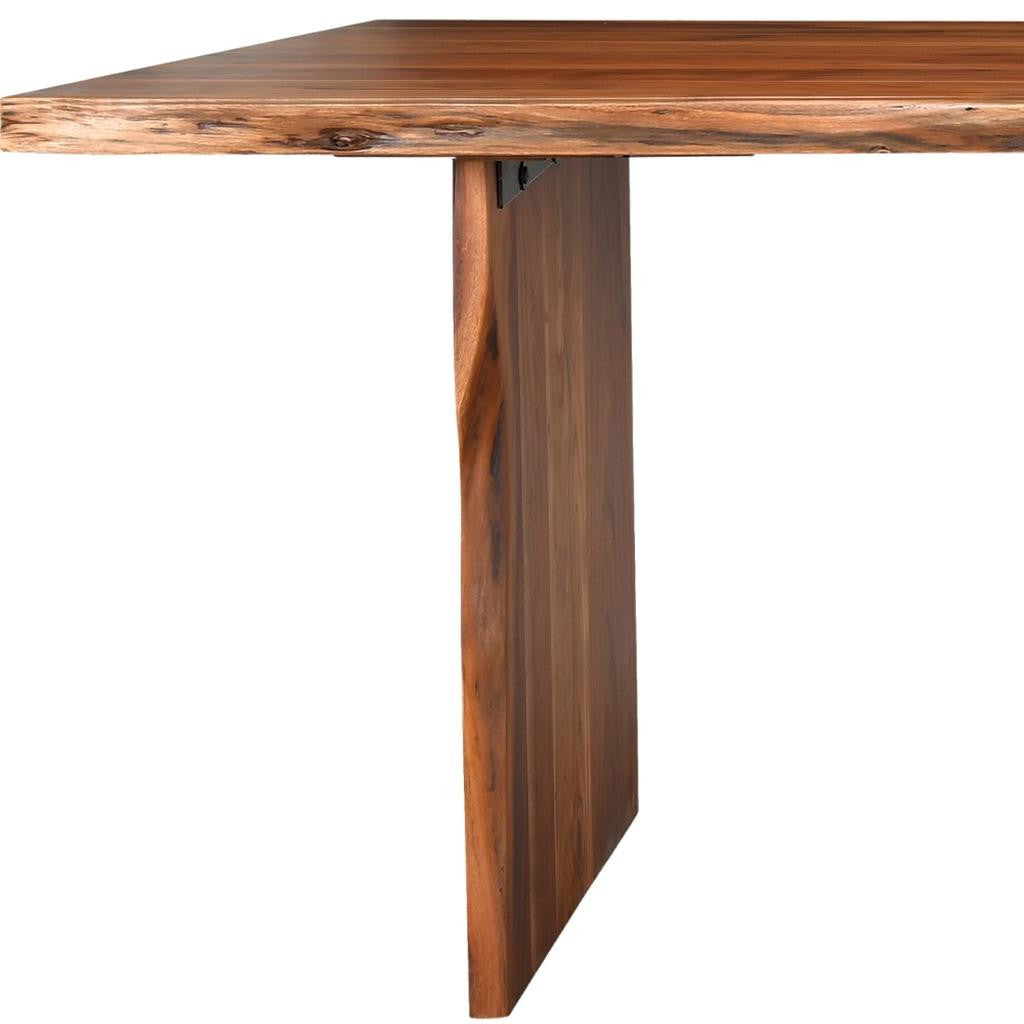 60" Brown Solid Wood Live Edge Dining Bench