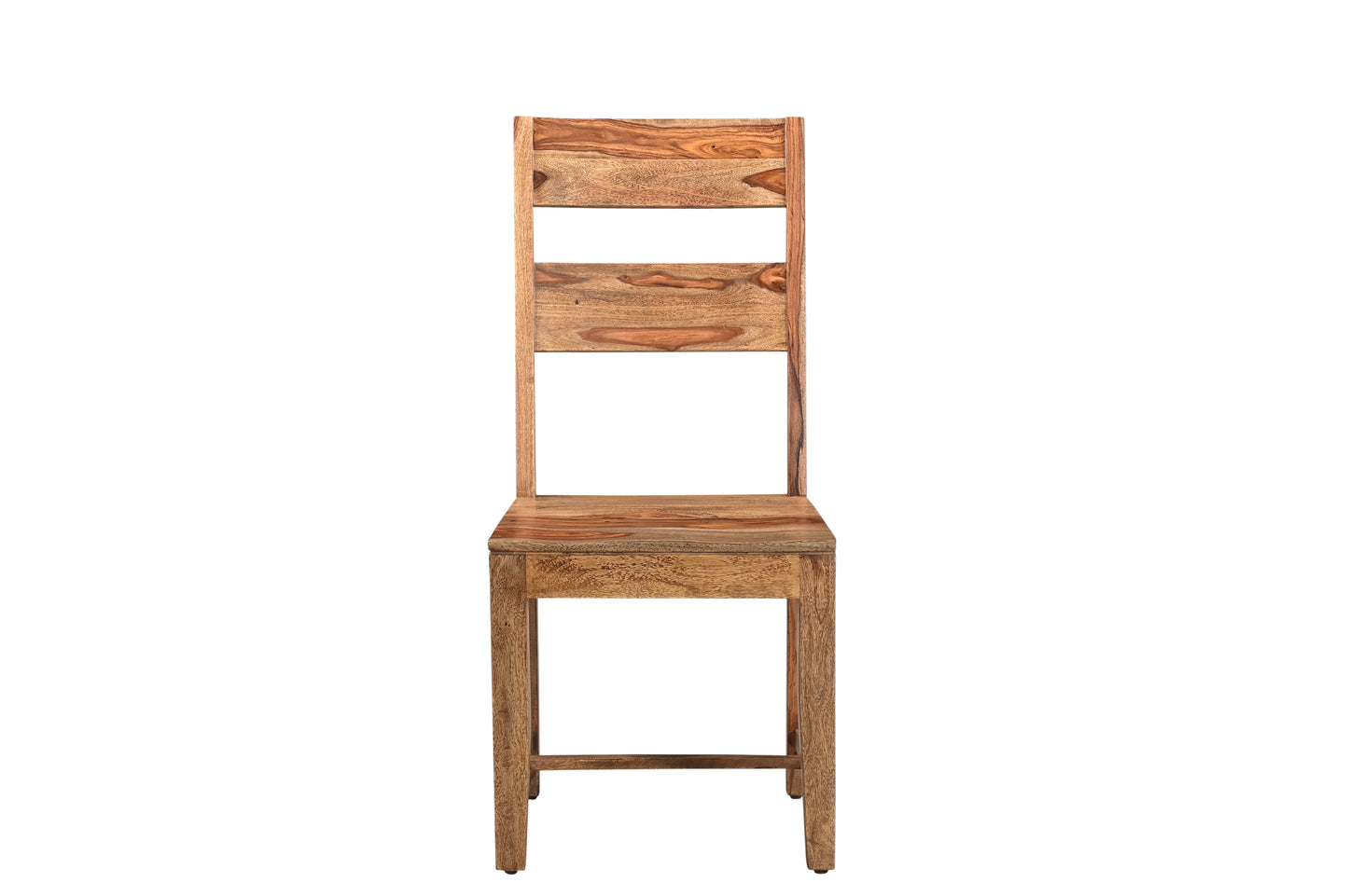 Set of Two Brown Solid Wood Ladder Back Dining Side Chairs