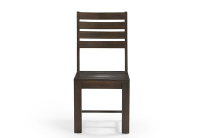 Set of Two Brown Solid Wood Ladder Back Dining Side Chairs