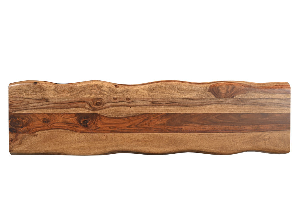 60" Brown Solid Wood Double Pedestal Live Edge Console Table