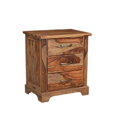 27" Brown Solid Wood Live Edge Three Drawer Nightstand