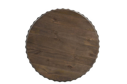 36" Brown Solid Wood Round Drum Coffee Table