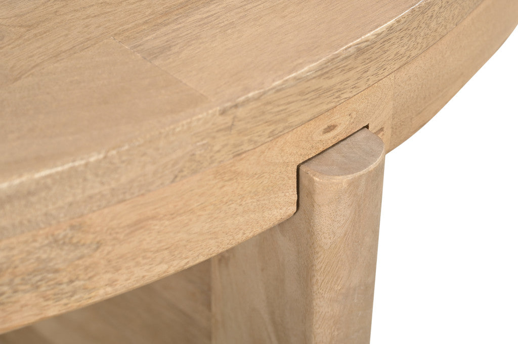 24" Natural Solid Wood Round Cross Leg End Table