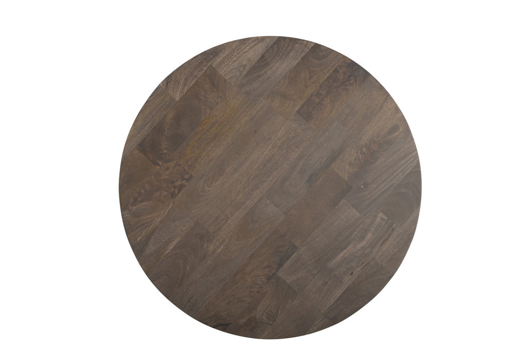 24" Brown Solid Wood Round Cross Leg End Table