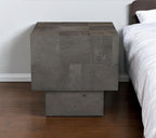 22" Gray Distressed Solid Wood Square Block End Table