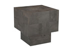22" Gray Distressed Solid Wood Square Block End Table