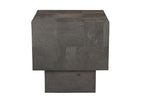 22" Gray Distressed Solid Wood Square Block End Table
