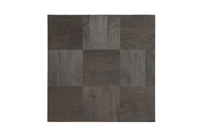 22" Gray Distressed Solid Wood Square Block End Table
