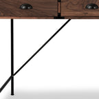 47" Brown Wood Wall Mounted H-Shape Writing Desk With Three Drawers