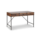 47" Brown Wood Wall Mounted H-Shape Writing Desk With Three Drawers