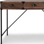 47" Brown Wood Wall Mounted H-Shape Writing Desk With Three Drawers