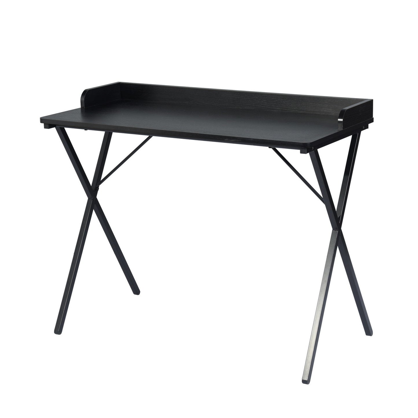39" Black Wood and Metal X-Shape Computer Desk