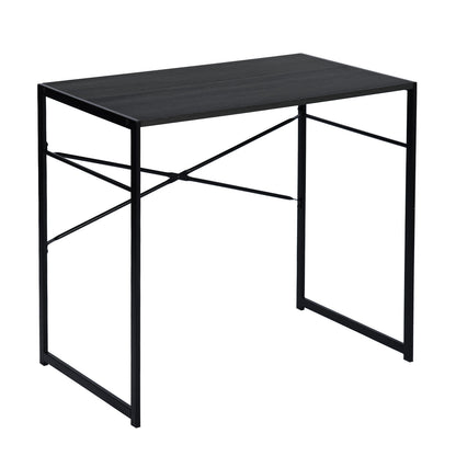 39" Brown and Black Wood and Metal H-Shape Computer Desk