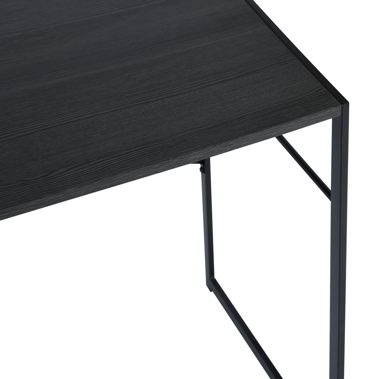 39" Brown and Black Wood and Metal H-Shape Computer Desk