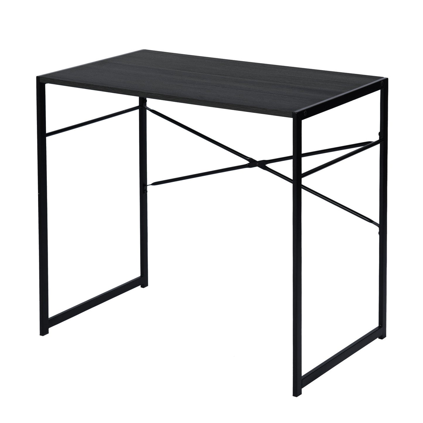 39" Brown and Black Wood and Metal H-Shape Computer Desk