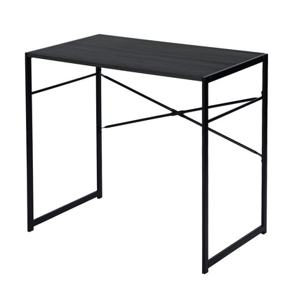 39" Brown and Black Wood and Metal H-Shape Computer Desk