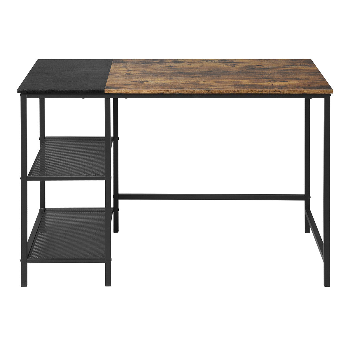 43" Brown and Black Wood and Metal H-Shape Computer Desk