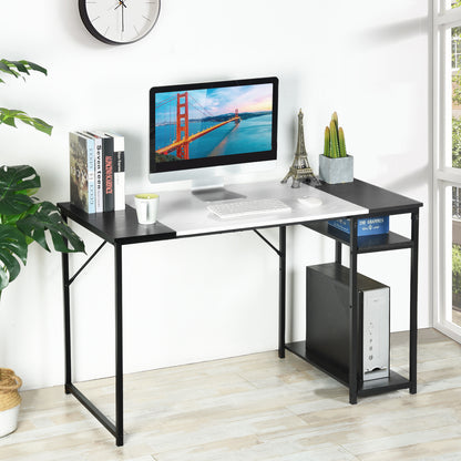 47" Black and White Wood and Metal H-Shape Computer Desk