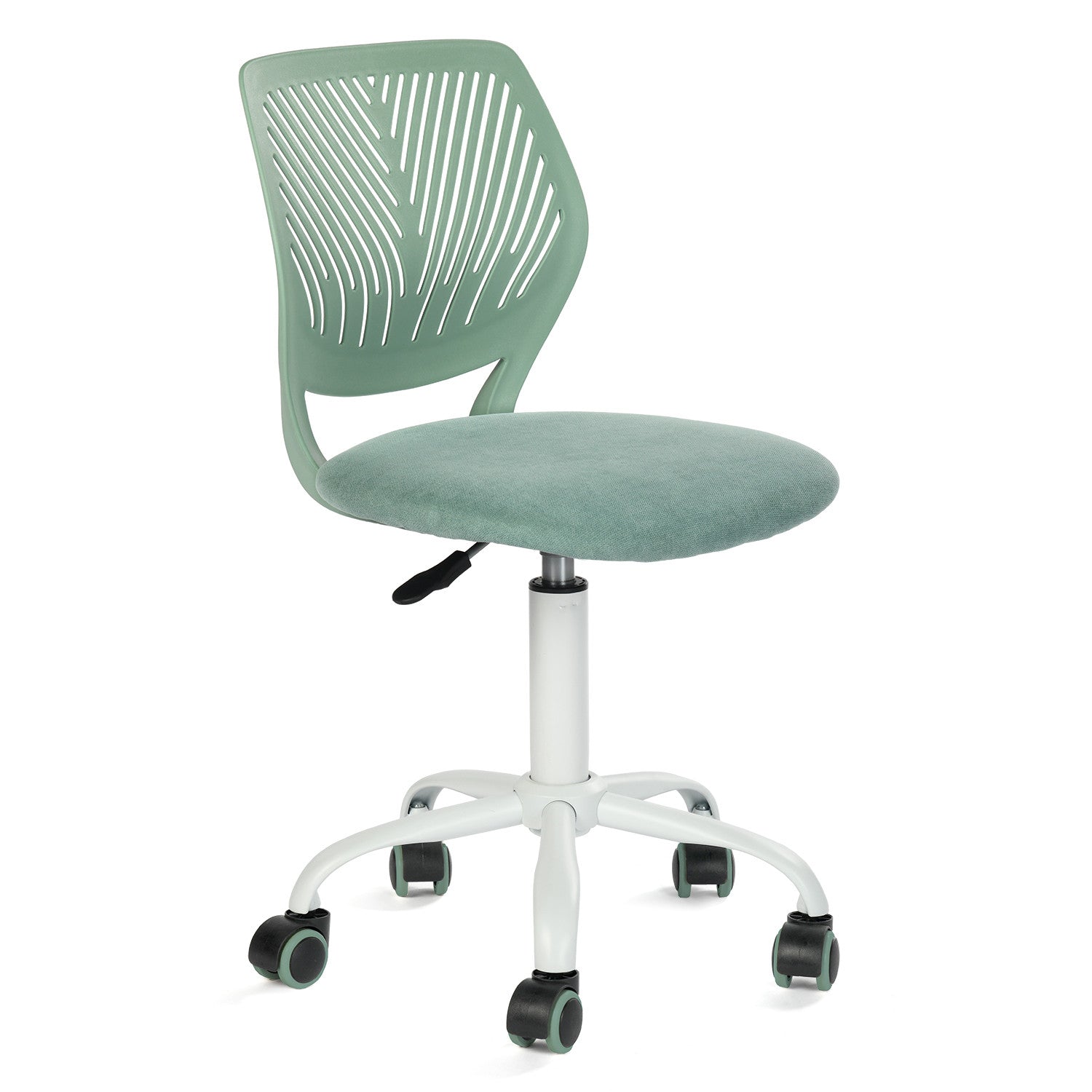 Teal and White Adjustable Height Swivel Rolling Office Chair