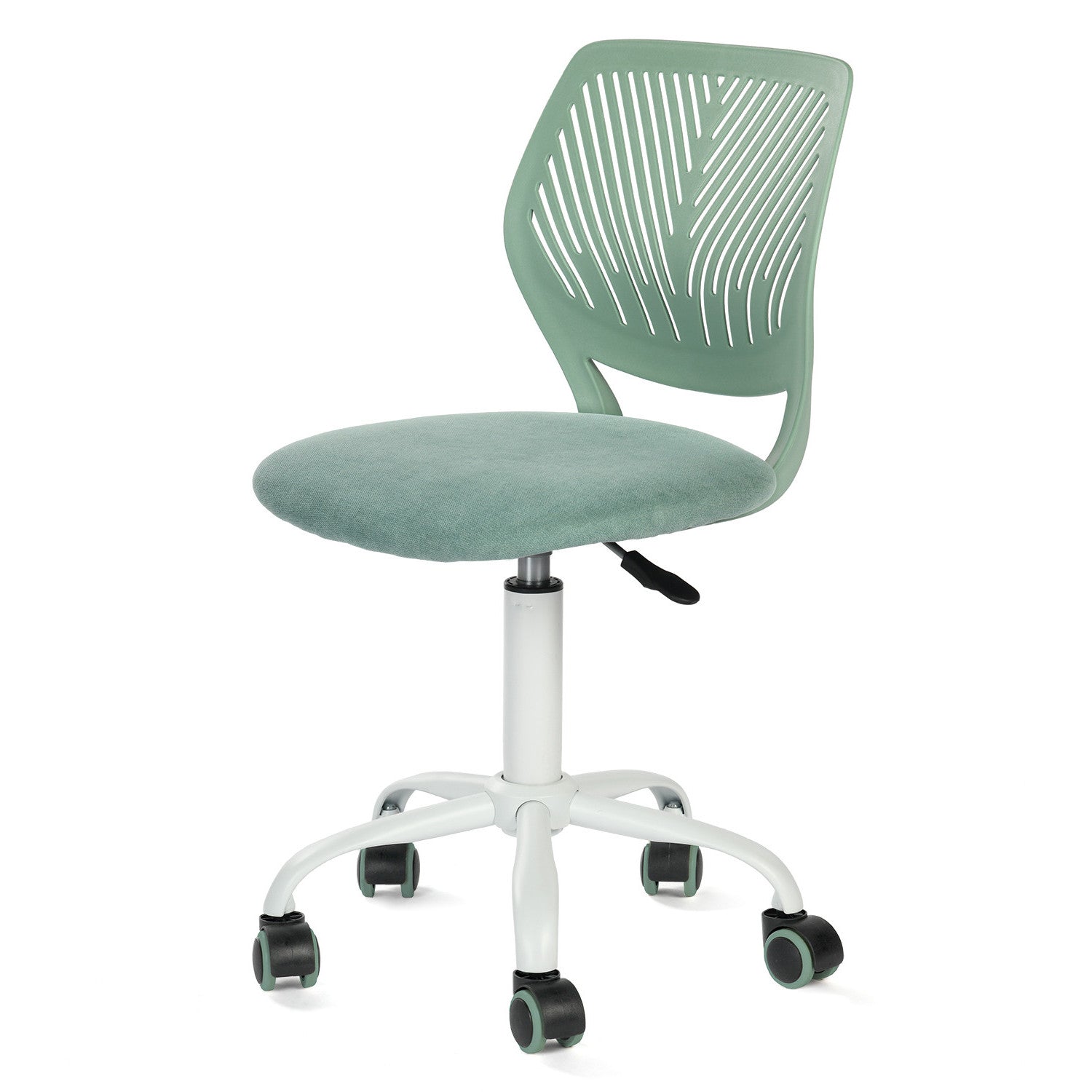 Teal and White Adjustable Height Swivel Rolling Office Chair