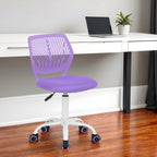 Purple and White Adjustable Height Swivel Rolling Office Chair