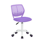Purple and White Adjustable Height Swivel Rolling Office Chair