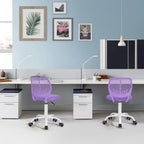 Purple and White Adjustable Height Swivel Rolling Office Chair