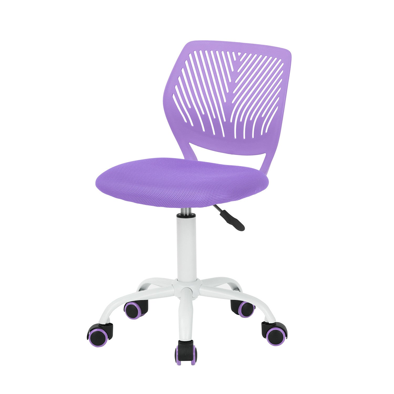 Purple and White Adjustable Height Swivel Rolling Office Chair