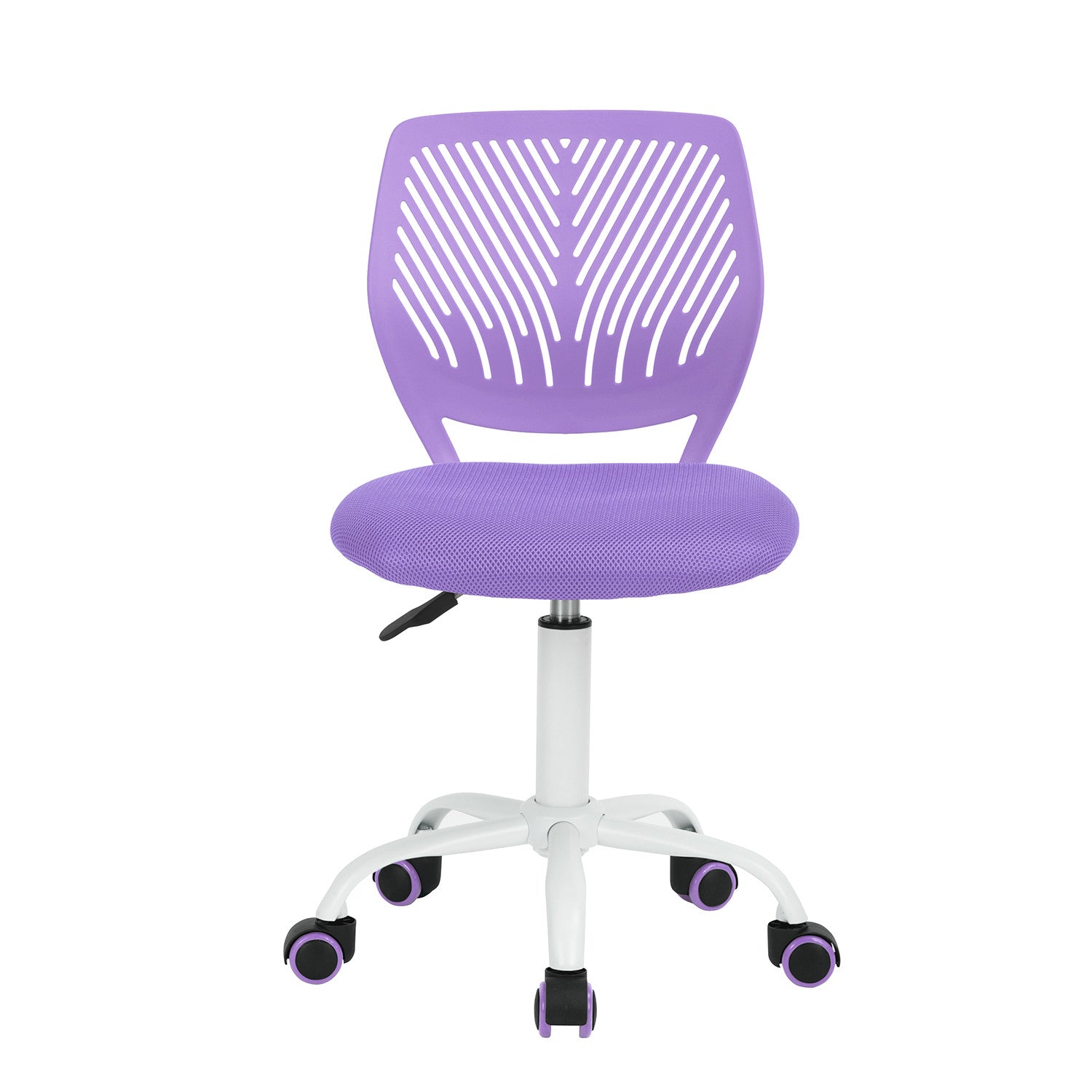 Purple and White Adjustable Height Swivel Rolling Office Chair