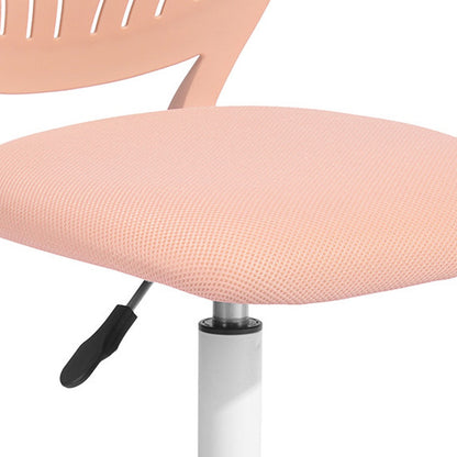 Baby Pink and White Adjustable Height Swivel Rolling Office Chair
