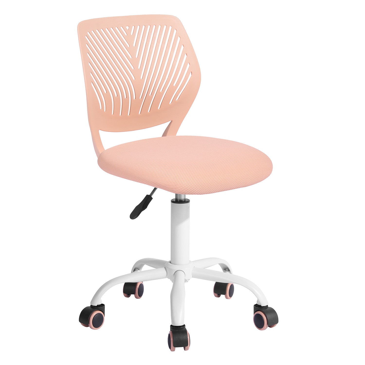 Baby Pink and White Adjustable Height Swivel Rolling Office Chair