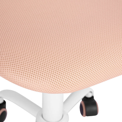 Baby Pink and White Adjustable Height Swivel Rolling Office Chair