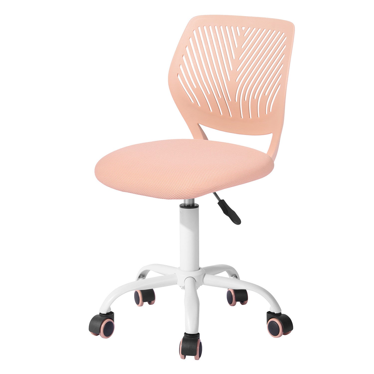 Baby Pink and White Adjustable Height Swivel Rolling Office Chair