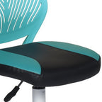 Blue Black and White Adjustable Height Swivel Rolling Office Chair