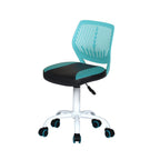 Blue Black and White Adjustable Height Swivel Rolling Office Chair