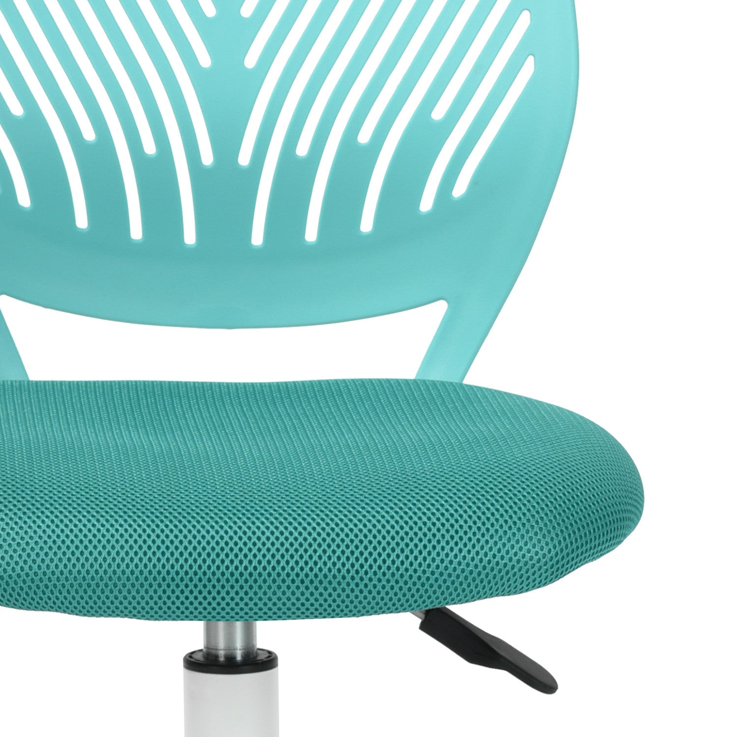Turquoise and White Adjustable Height Swivel Rolling Office Chair