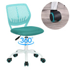 Turquoise and White Adjustable Height Swivel Rolling Office Chair